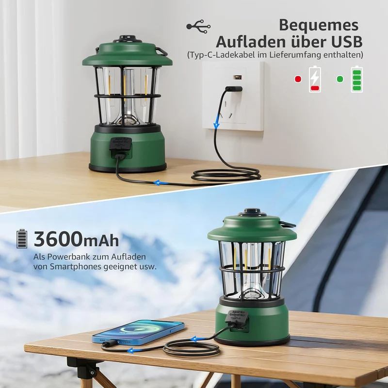 Lepro USB LED Campinglampe Grün