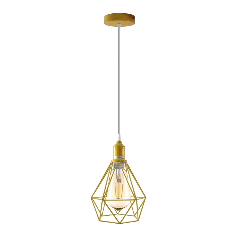 Geometrische Pendelleuchte - Industrial Diamant Drahtkäfig-Hängelampe E27~4107