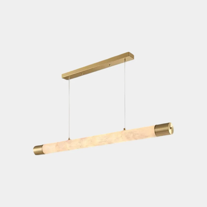 Strip Pendant Light Brass Alabaster Linear LED