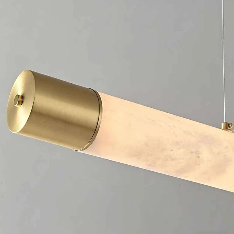 Strip Pendant Light Brass Alabaster Linear LED