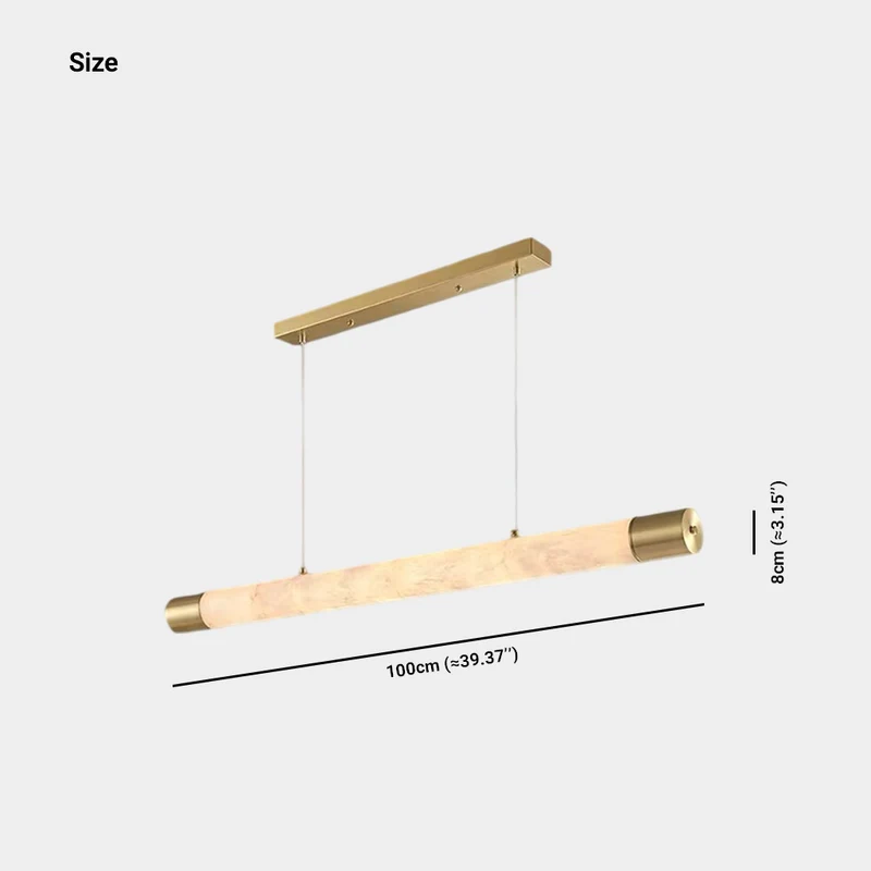 Strip Pendant Light Brass Alabaster Linear LED