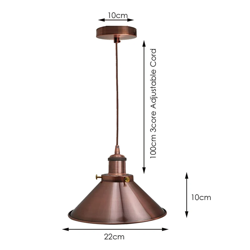 Industrie Kegel-Pendelleuchte Ø 22cm | Höhenverstellbar Deckenlampe E27~4119
