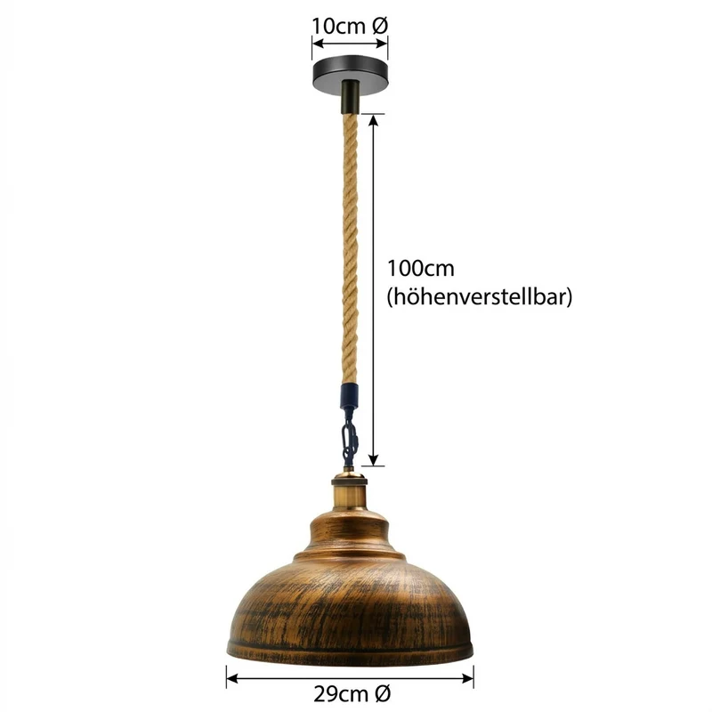Gutsherrenleuchte Seil – Vintage Industrie Hängelampe Esstisch | Ø29cm | E27 ~4133