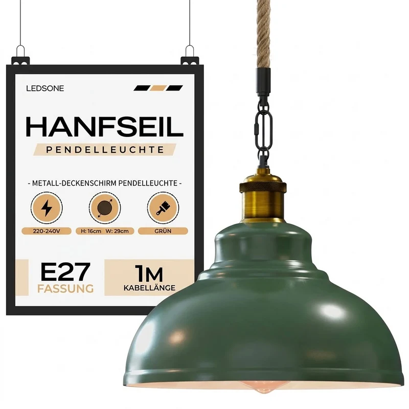 Gutsherrenleuchte Seil – Vintage Industrie Hängelampe Esstisch | Ø29cm | E27 ~4133