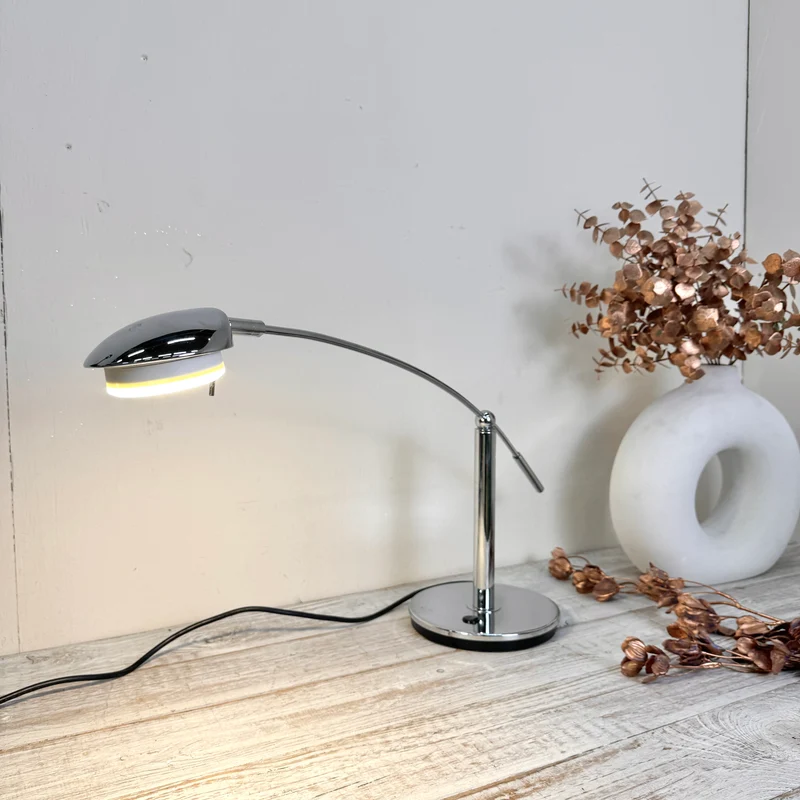 Designer Tischleuchte Chrom Flexarm Schreibtischlampe Lampe Gebraucht