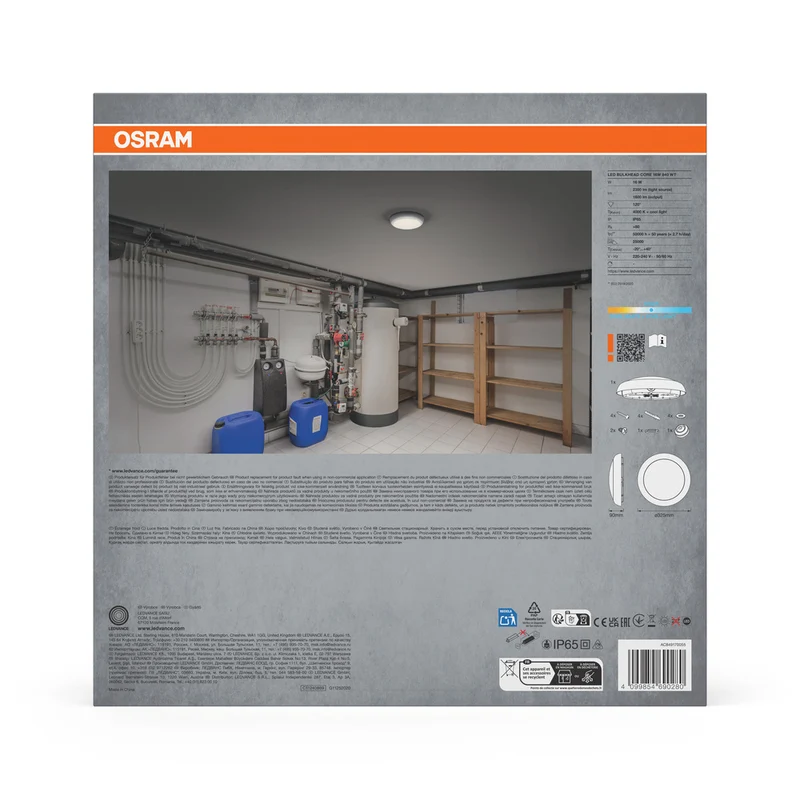 OSRAM LED BULKHEAD CORE Deckenleuchte, 16W, 4000K, Kaltweiß, Weiß