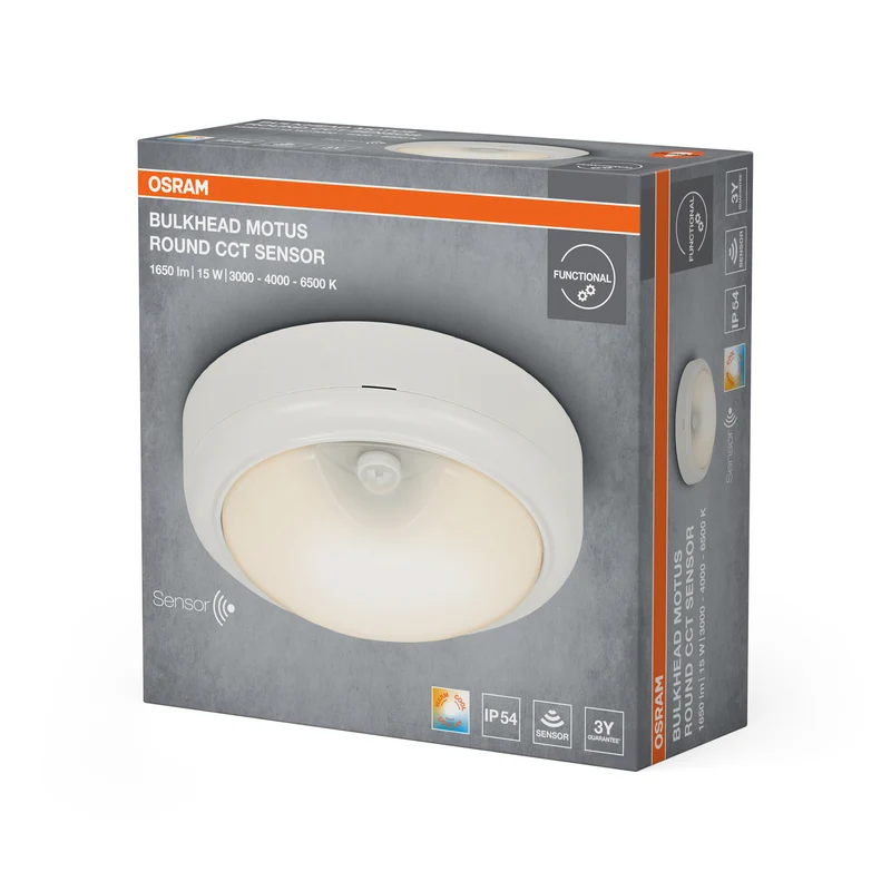OSRAM LED BULKHEAD MOTUS ROUND Deckenleuchte, 15W, 3000K-6500K, CCT, Weiß