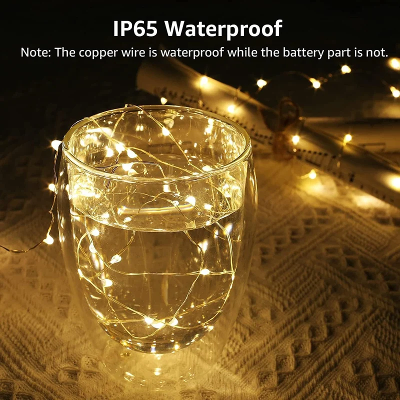LE LED Lichterkette Batterie 1.2M, 4 x 20er LEDs Lichterketten aus Kupferdraht, IP65 Wasserdicht Drahtlichterkette f¨¹r Weihnachtenbeleuchtung, Party, Garten, Innen, Au?en, Hochzeit Deko, Warmwei?