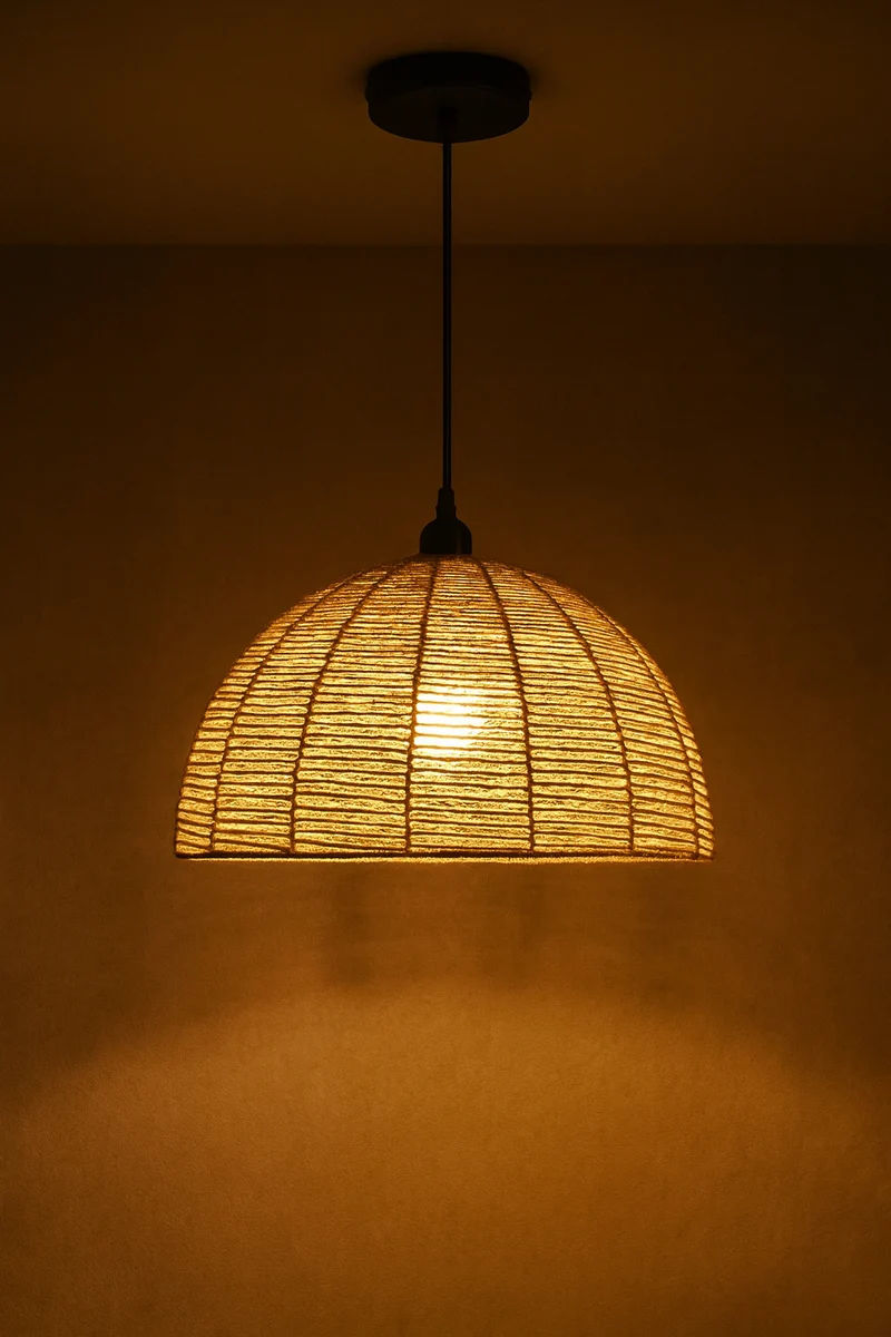 Rotan Hanglamp voor 3-fase Rail | Naturel Gevlochten | Ø 45 cm | E27 | Tutti.