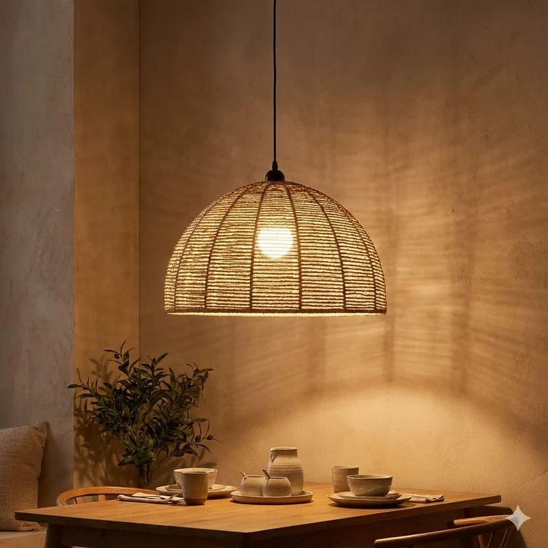 Rotan Hanglamp voor 3-fase Rail | Naturel Gevlochten | Ø 45 cm | E27 | Tutti.