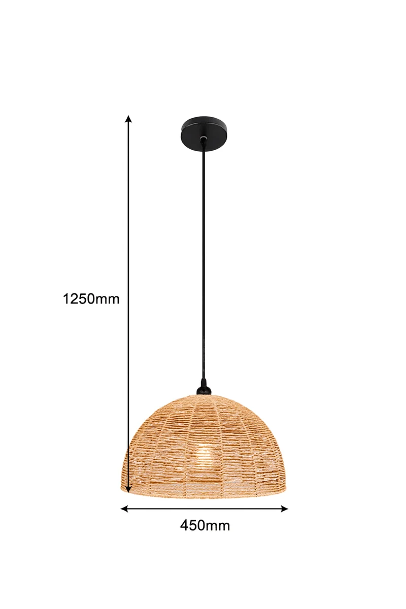 Rotan Hanglamp voor 3-fase Rail | Naturel Gevlochten | Ø 45 cm | E27 | Tutti.