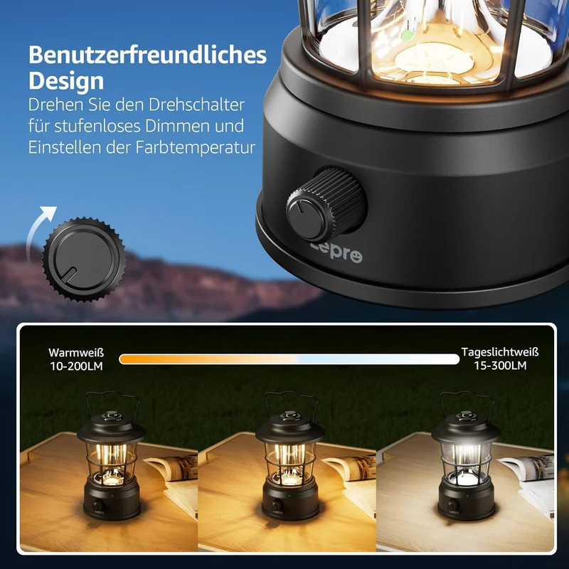 Lepro USB LED Campinglampe Schwarz