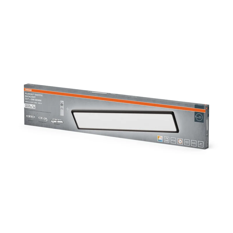 OSRAM PLANON EASYFIX LED Panel Backlight Deckenleuchte 98cm 30W CCT +DIM IP54 Fernbedienung, schwarz