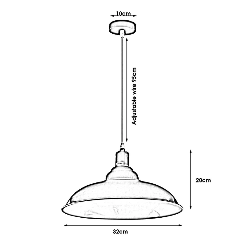 Industrial Farbige Pendelleuchte einzeln | E27 Metall Esstisch Hängelampe Ø 32 cm~4113