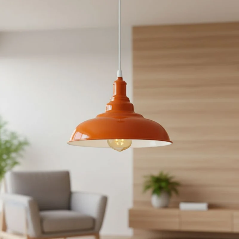 Industrial Farbige Pendelleuchte einzeln | E27 Metall Esstisch Hängelampe Ø 32 cm~4113