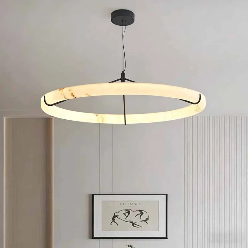 Ring Alabaster Pendant Light LED Dimmable