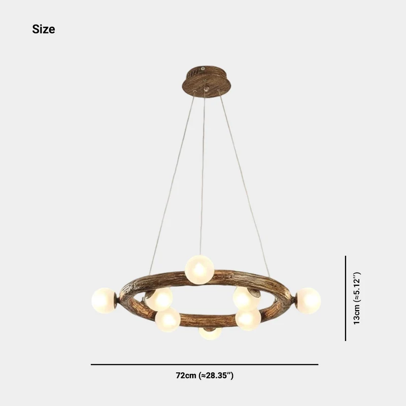Tree Branch Chandelier Retro Resin Circle Glass Globes