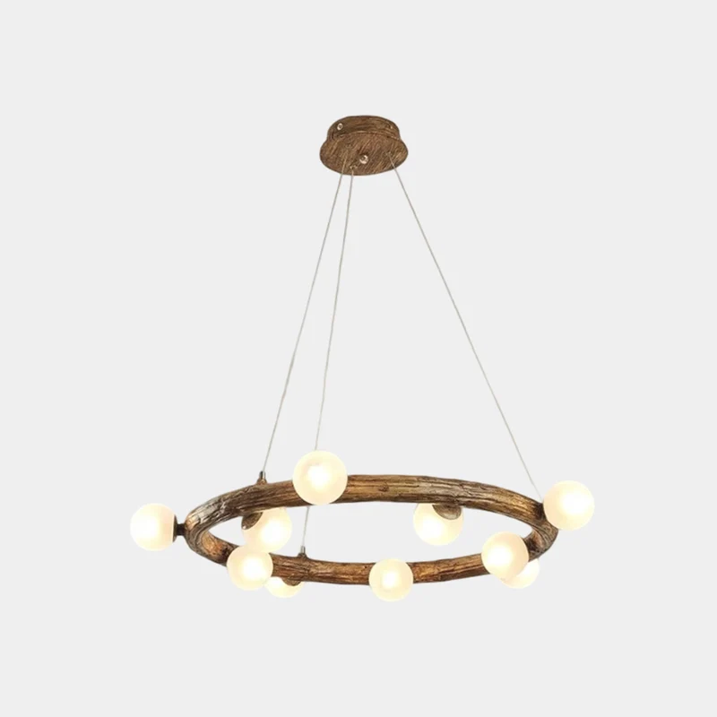 Tree Branch Chandelier Retro Resin Circle Glass Globes