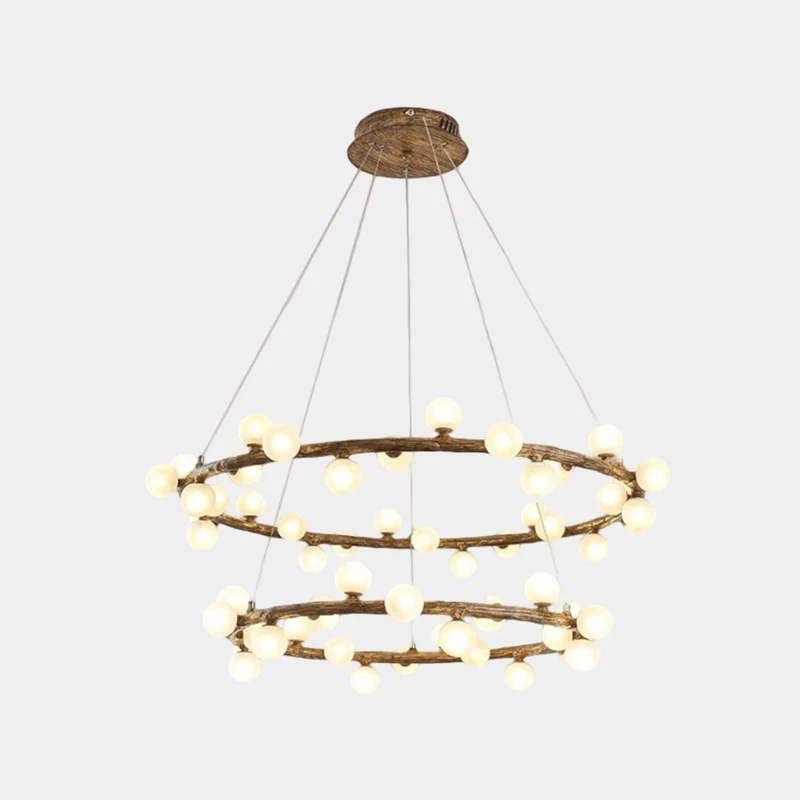 Tree Branch Chandelier Retro Resin Circle Glass Globes