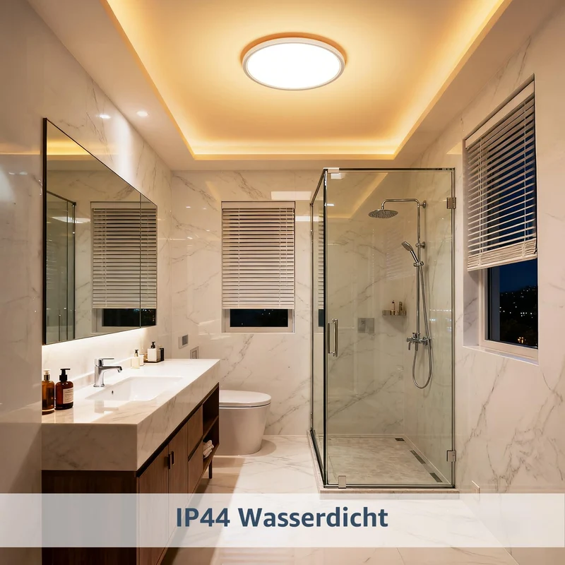 Lepro Deckenlampe 24W, IP44 Wasserfest Deckenleuchte，3000K 2400LM Badezimmer Lampe, Warmweiß Deckenleuchte Badezimmer, ideal Badezimmerlampe Decke für Bad Schlafzimmer Flur Küche Wohnzimmer, Ø29.3cm