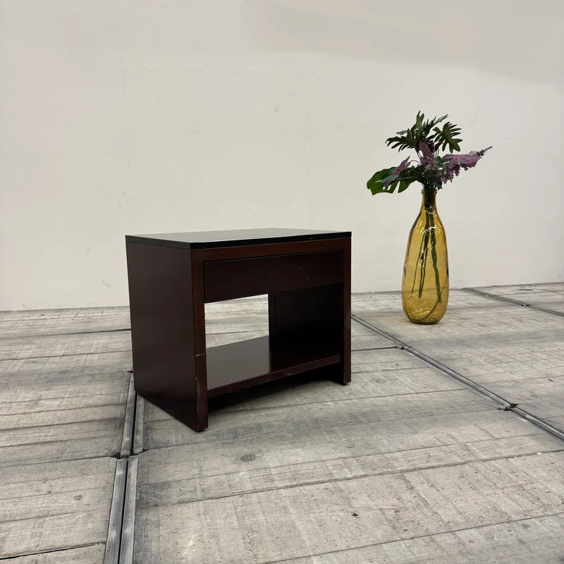 Nachttisch Dunkle Eiche mit Granit 65cm Nachtkonsole Beistelltisch Tisch Gebraucht