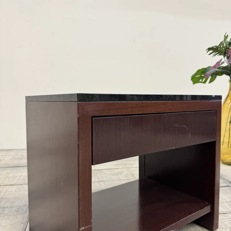Nachttisch Dunkle Eiche mit Granit 65cm Nachtkonsole Beistelltisch Tisch Gebraucht