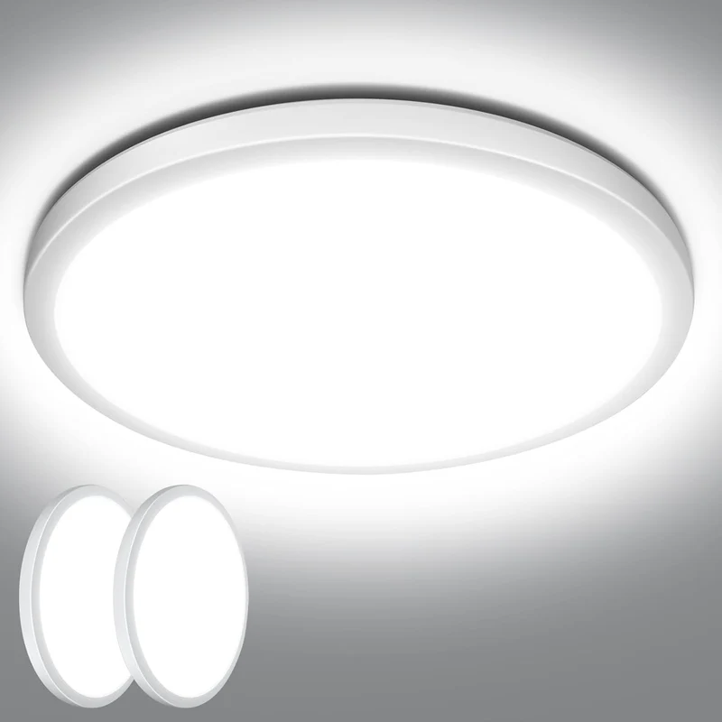 Lepro Deckenlampe 24W, IP44 Wasserfest Deckenleuchte，5000K 2400LM Badezimmer Lampe, Kaltweiß Deckenleuchte Badezimmer, ideal Badezimmerlampe Decke für Bad Schlafzimmer Wohnzimmer, Ø29.3cm, 2 Stücke