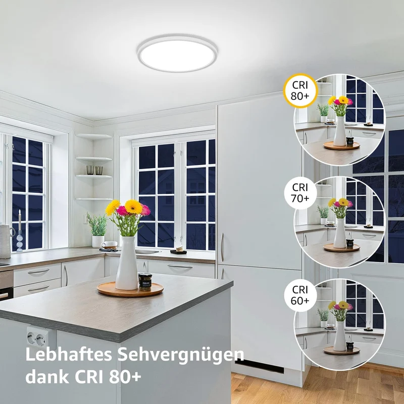 Lepro Deckenlampe 24W, IP44 Wasserfest Deckenleuchte，5000K 2400LM Badezimmer Lampe, Kaltweiß Deckenleuchte Badezimmer, ideal Badezimmerlampe Decke für Bad Schlafzimmer Flur Küche Wohnzimmer, Ø29.3cm