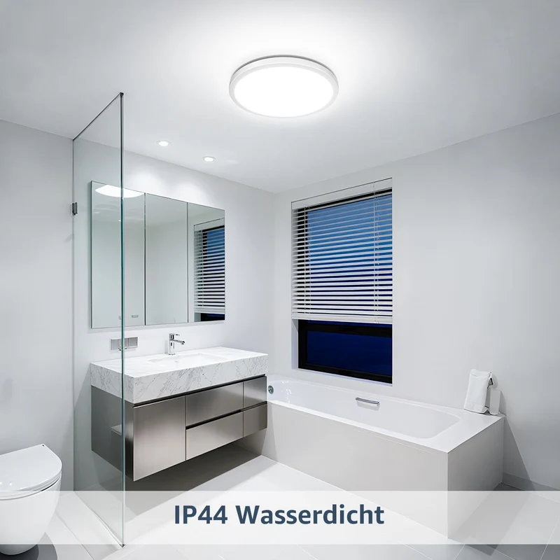 Lepro Deckenlampe 18W, IP44 Wasserfest Deckenleuchte，3000K 1800LM Badezimmer Lampe, Warmweiß Deckenleuchte Badezimmer, ideal Badezimmerlampe Decke für Bad Schlafzimmer Flur Küche Wohnzimmer, Ø22cm