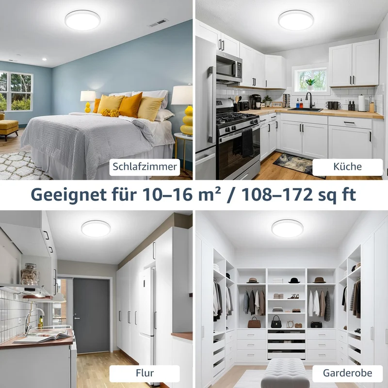Lepro Deckenlampe 18W, IP44 Wasserfest Deckenleuchte，3000K 1800LM Badezimmer Lampe, Warmweiß Deckenleuchte Badezimmer, ideal Badezimmerlampe Decke für Bad Schlafzimmer Flur Küche Wohnzimmer, Ø22cm