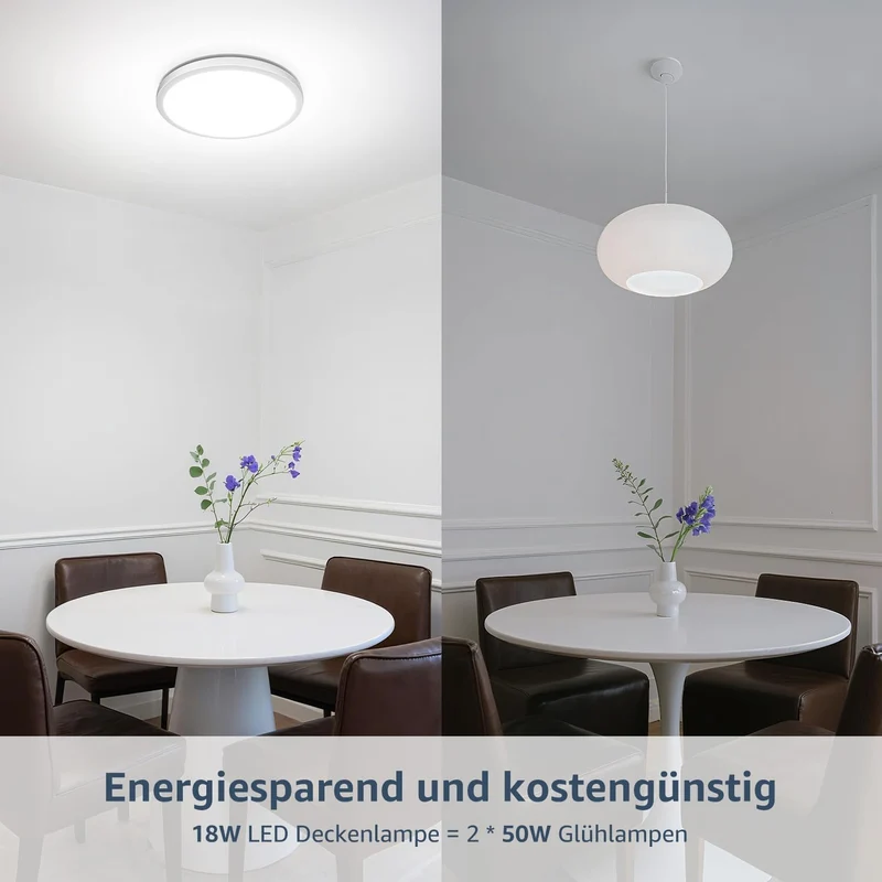 Lepro Deckenlampe 18W, IP44 Wasserfest Deckenleuchte，3000K 1800LM Badezimmer Lampe, Warmweiß Deckenleuchte Badezimmer, ideal Badezimmerlampe Decke für Bad Schlafzimmer Flur Küche Wohnzimmer, Ø22cm