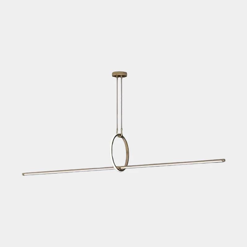 Brass Linear Pendant Light Minimalist Ring LED