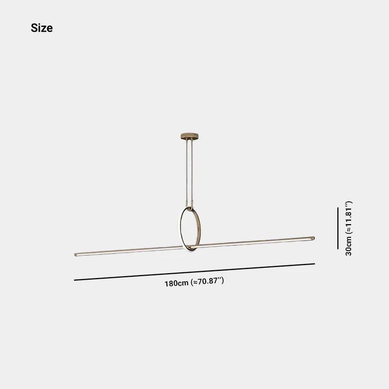 Brass Linear Pendant Light Minimalist Ring LED