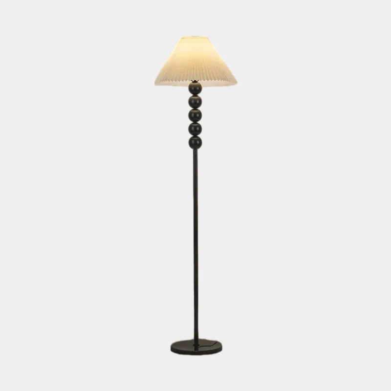 Pleated Shade Floor Lamp Standing Vintage Fabric