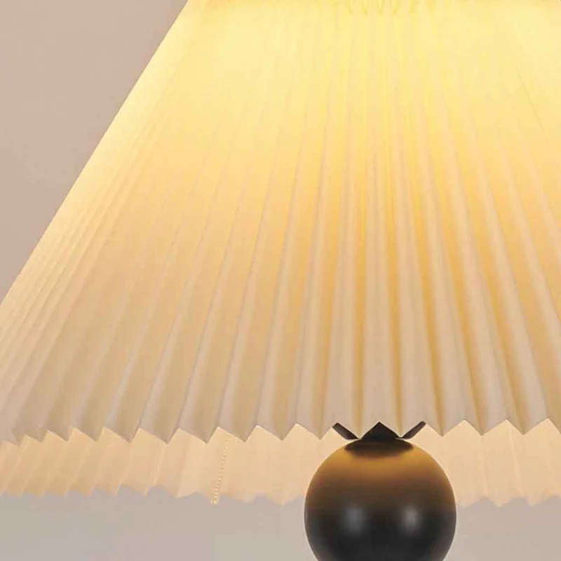 Pleated Shade Floor Lamp Standing Vintage Fabric