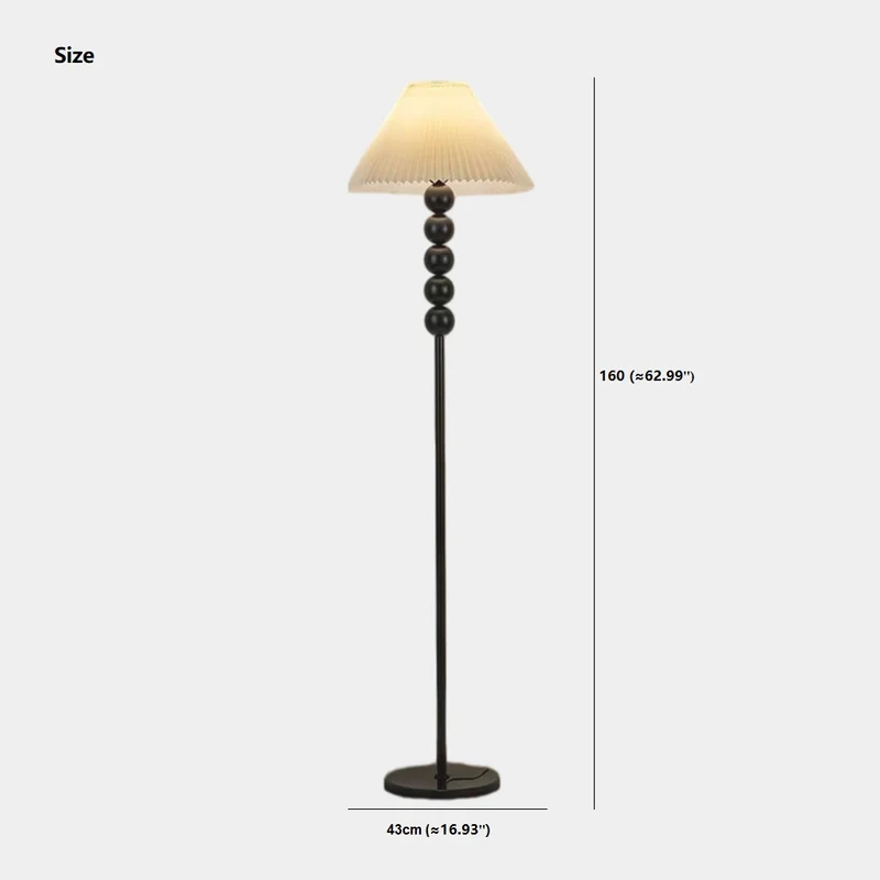 Pleated Shade Floor Lamp Standing Vintage Fabric