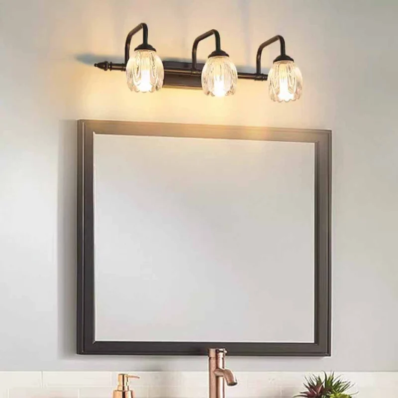 Tulip Wall Sconce Glass Vanity Light for Bathroom, Black