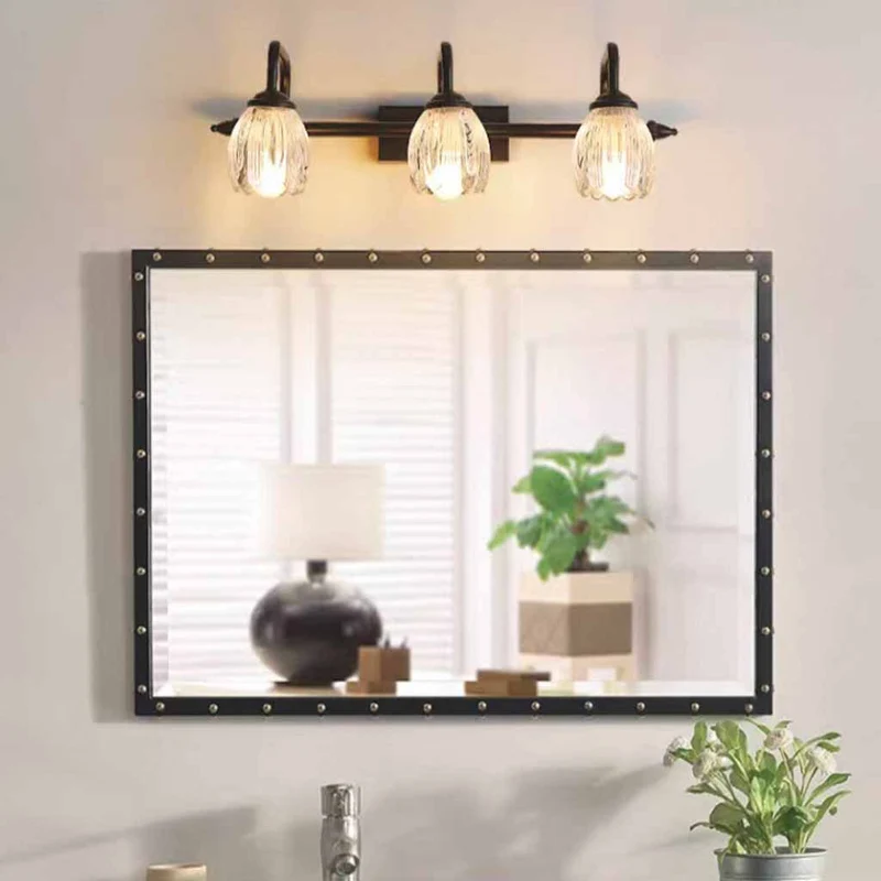 Tulip Wall Sconce Glass Vanity Light for Bathroom, Black