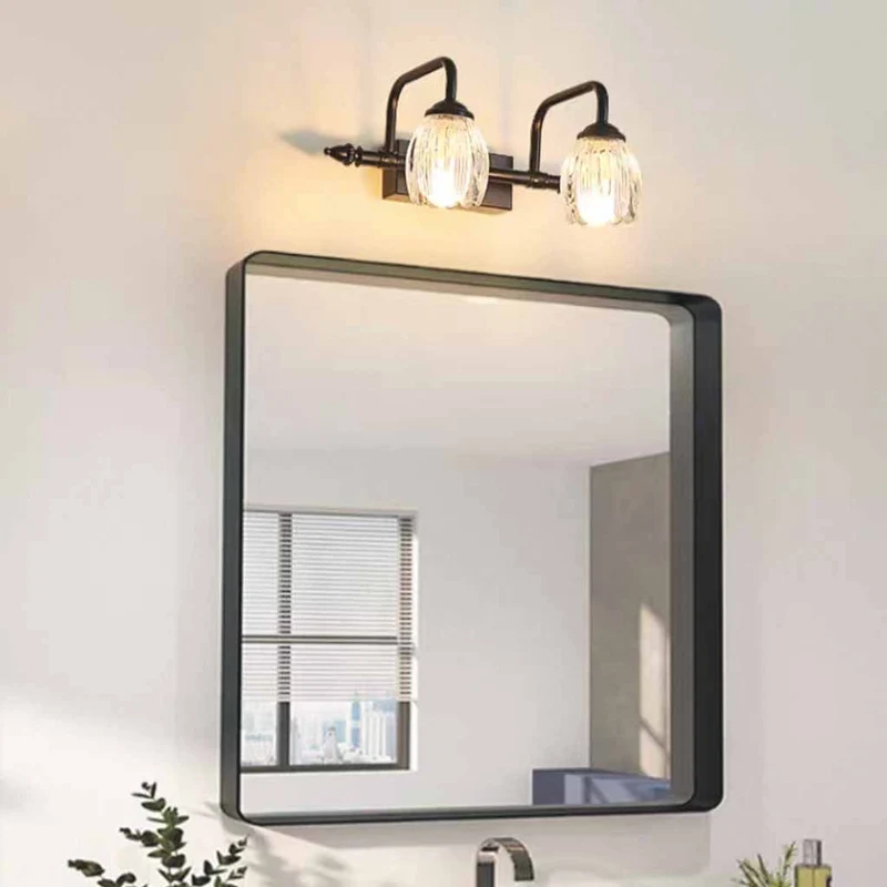 Tulip Wall Sconce Glass Vanity Light for Bathroom, Black