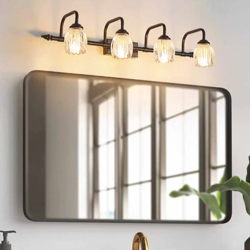 Tulip Wall Sconce Glass Vanity Light for Bathroom, Black