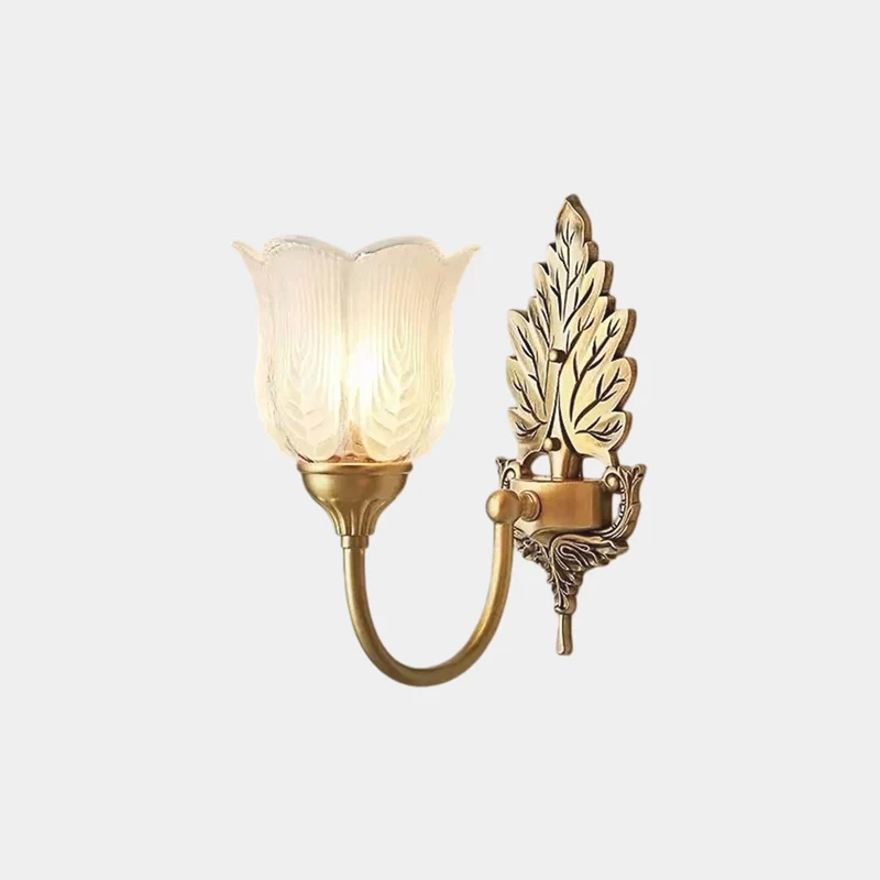 Flower Wall Sconce Light Vintage Brass Leaf Indoor