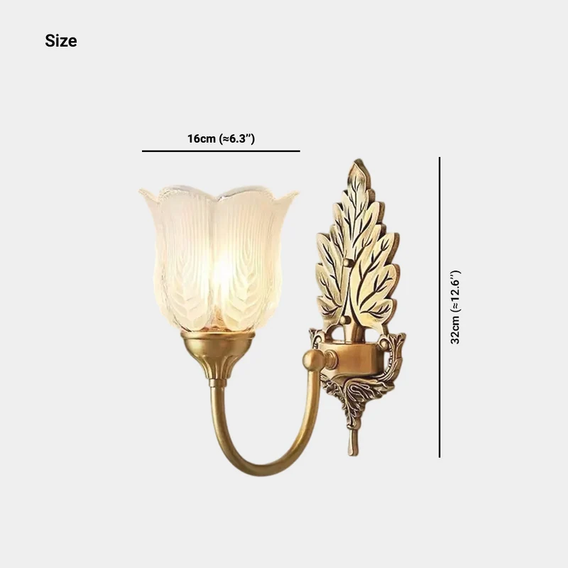 Flower Wall Sconce Light Vintage Brass Leaf Indoor