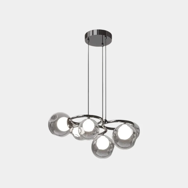 6-Light Smoked Glass Globe Pendant Light Dimmable