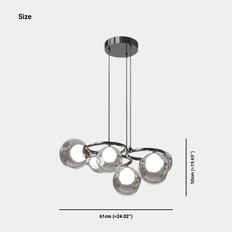 6-Light Smoked Glass Globe Pendant Light Dimmable