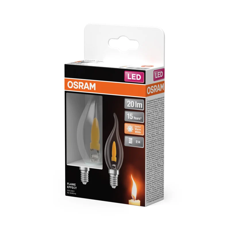 OSRAM LED Leuchte Flame, Flammeneffekt, 1W, 1800K, Warmweiß, E14