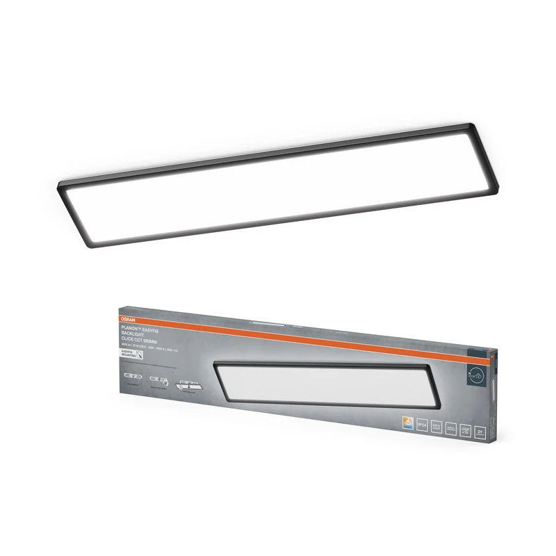 OSRAM PLANON EASYFIX LED Panel Backlight Deckenleuchte 98cm 30W Click CCT IP54, schwarz