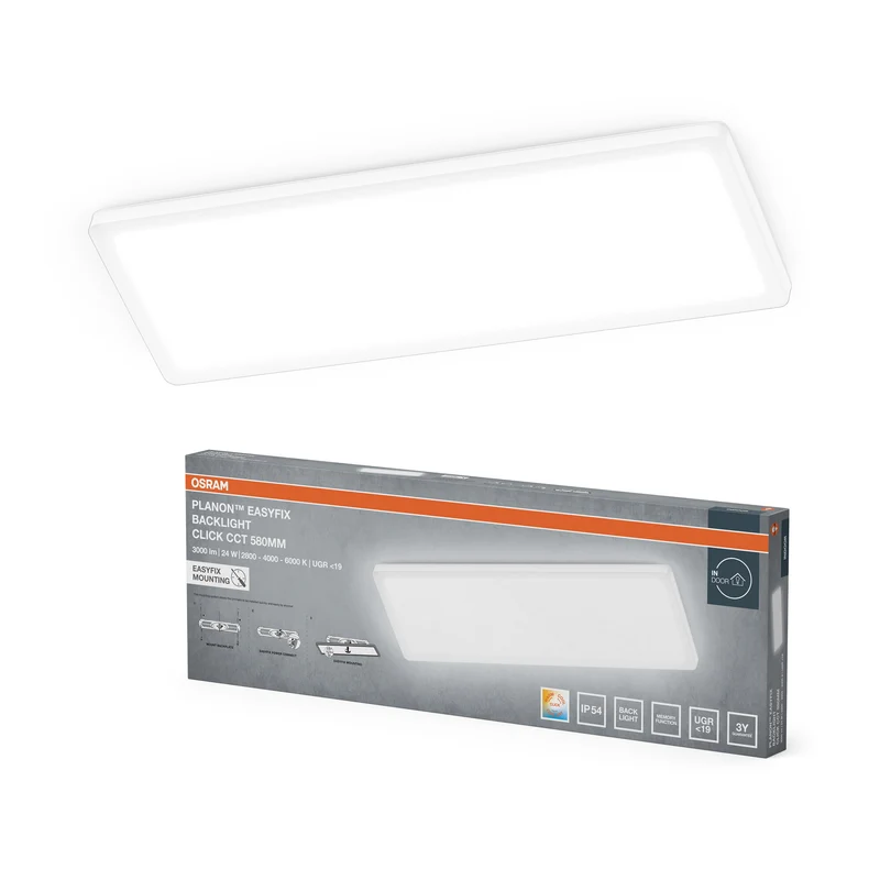 OSRAM PLANON EASYFIX LED Panel Backlight Deckenleuchte 58cm 24W Click CCT IP54, weiß