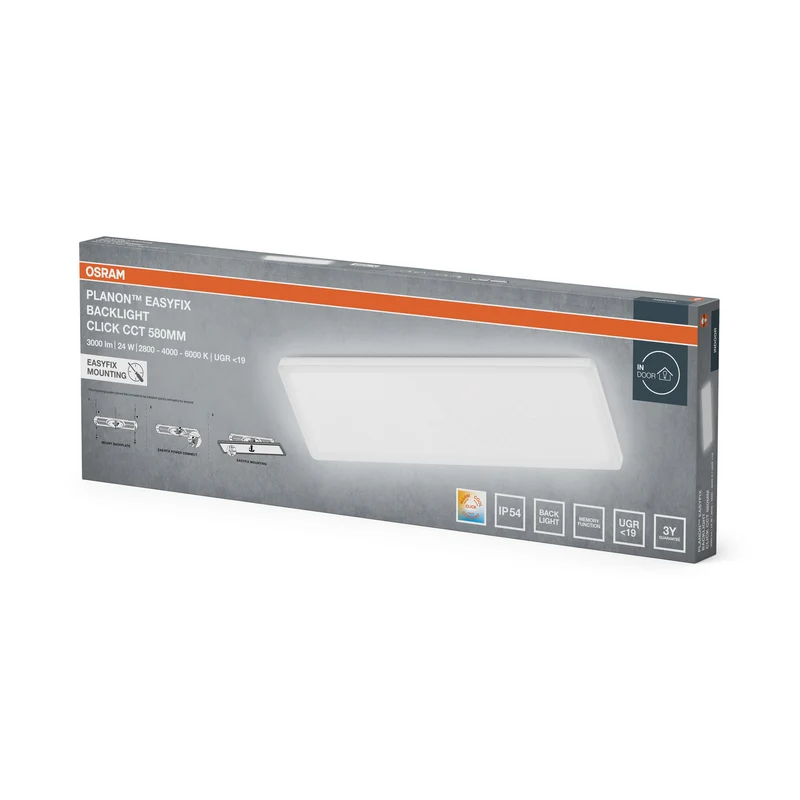 OSRAM PLANON EASYFIX LED Panel Backlight Deckenleuchte 58cm 24W Click CCT IP54, weiß