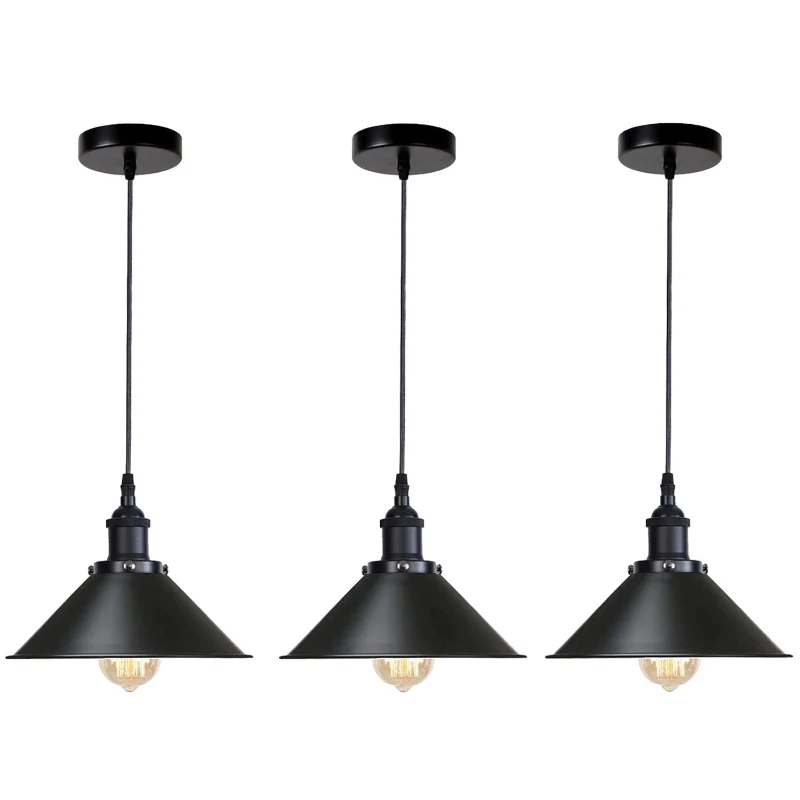 Industrie Pendelleuchte Schwarz Vintage E27 Lampe ~4045