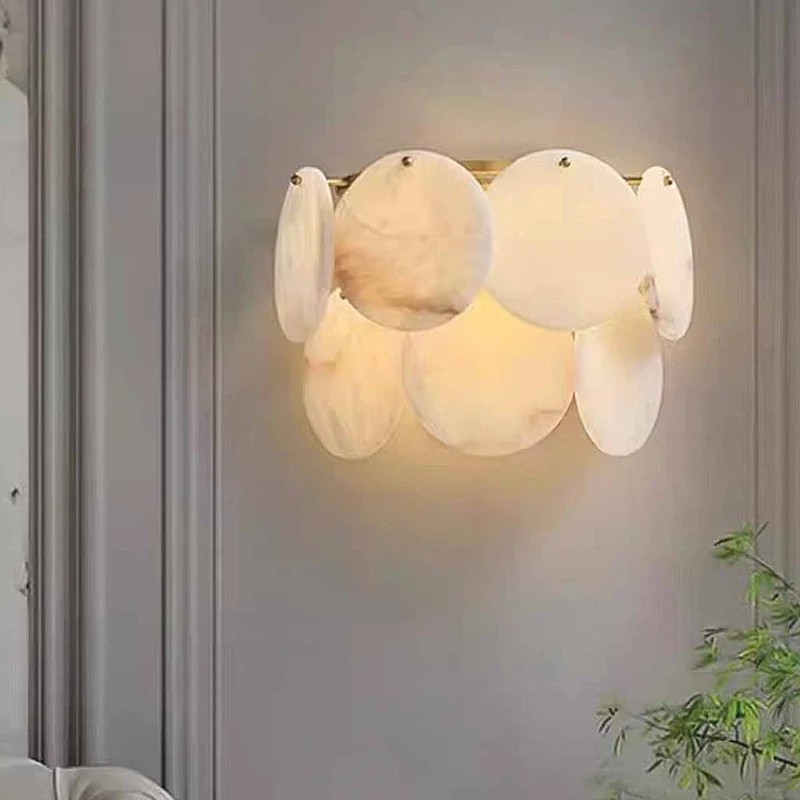 Marble Alabaster Wall Lamp Double Layer Discs